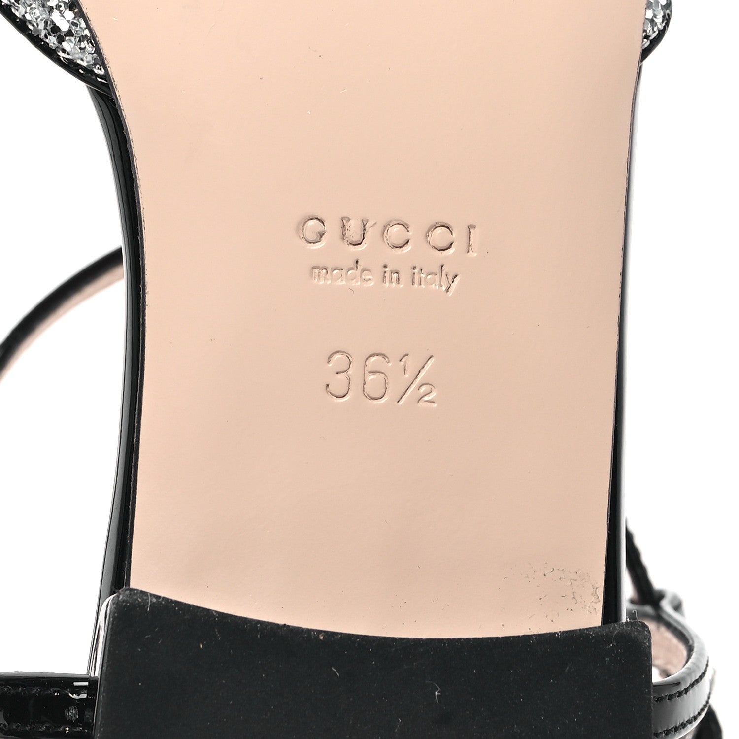 Gucci Calfskin Glitter Double G Slingback Flats 36.5 Silver Black 6 of 7