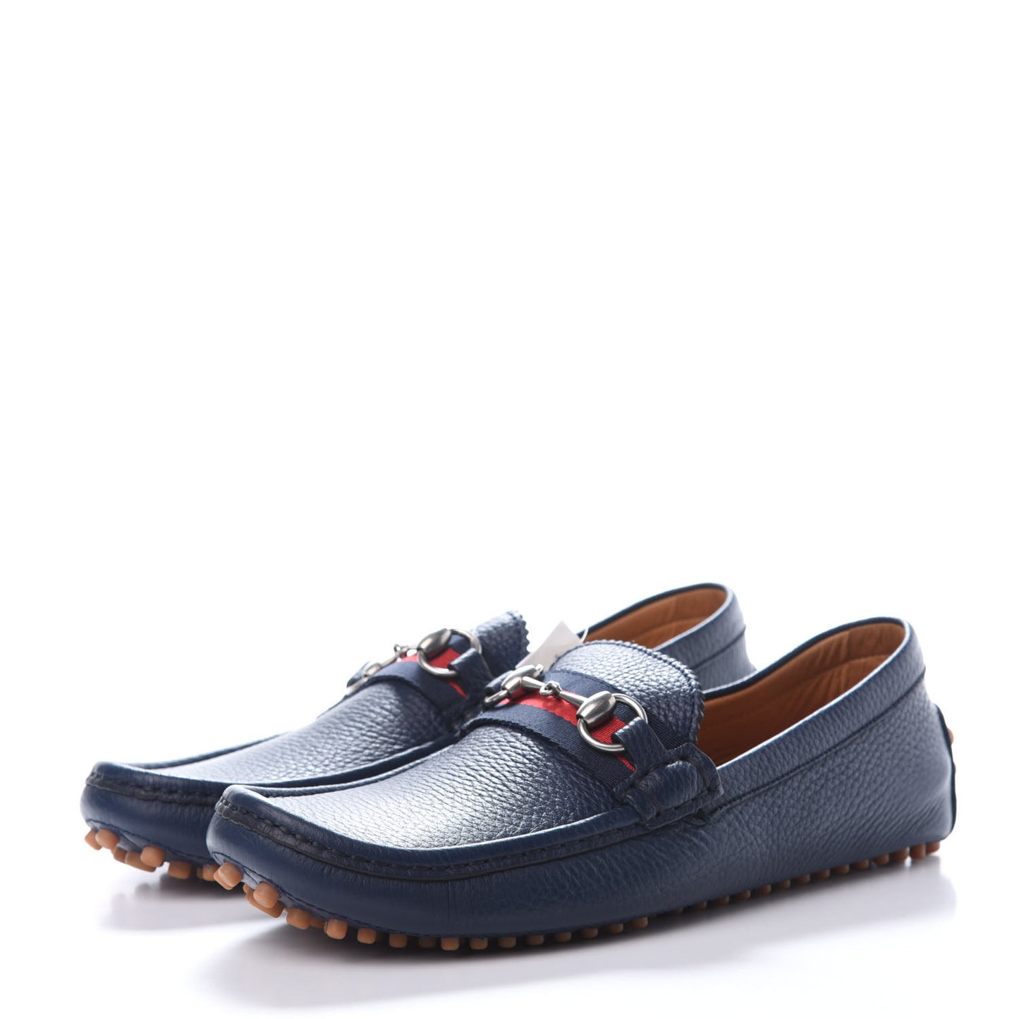 Road Calfskin Web Mens Horsebit Driver Loafers 8.5 Maritime