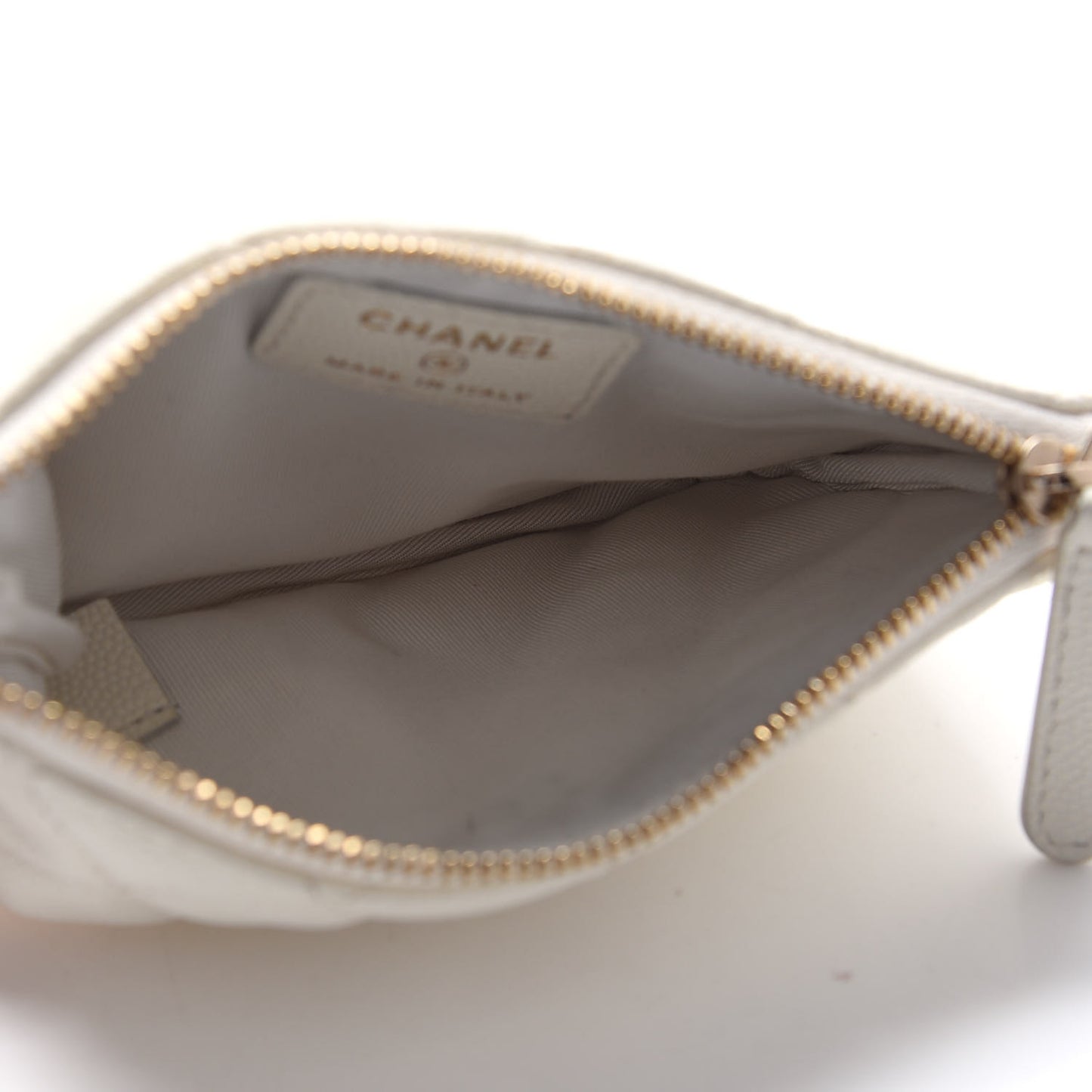Caviar Quilted Small Cosmetic Case White