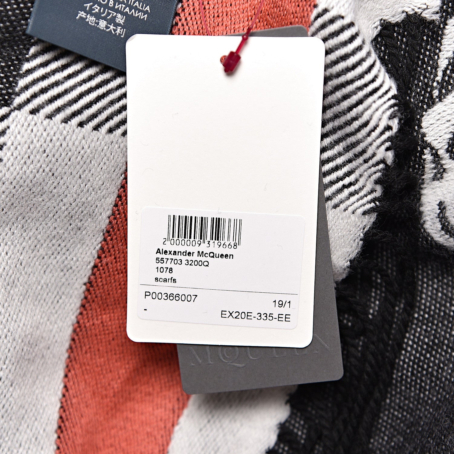 Alexander McQueen Wool St. Skull Big Stole Scarf Black Grey 5 of 5