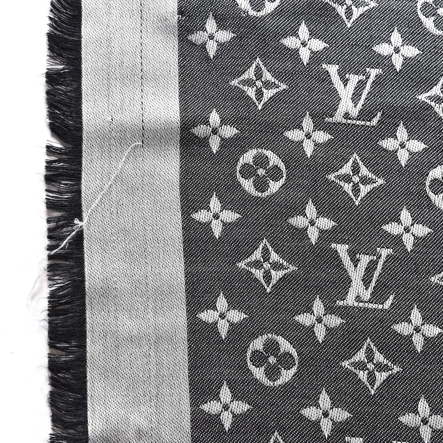 Louis Vuitton Wool Silk Monogram Denim Shawl Black 4 of 6