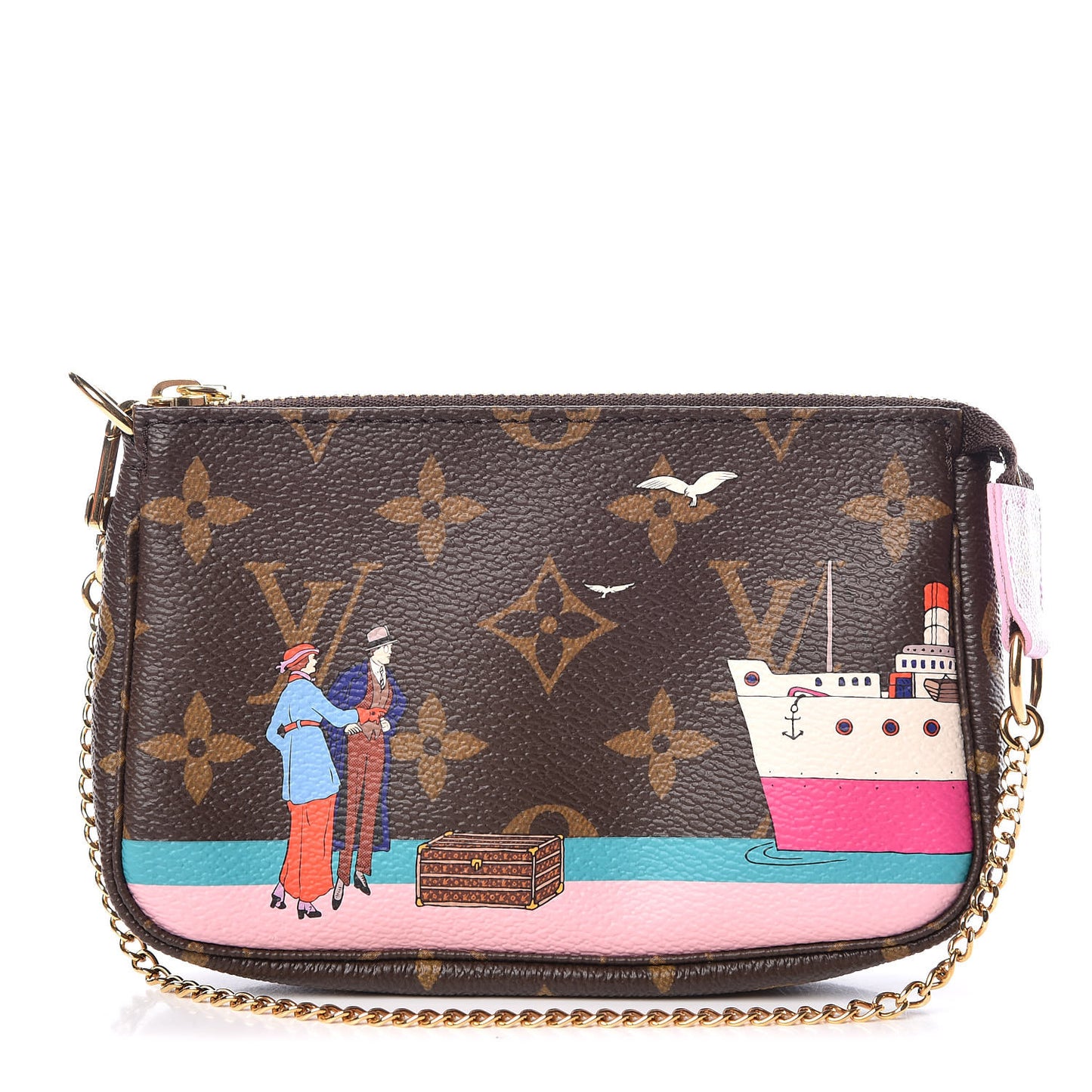 Monogram 2016 Christmas Animation Mini Pochette Accessories Rose Ballerine