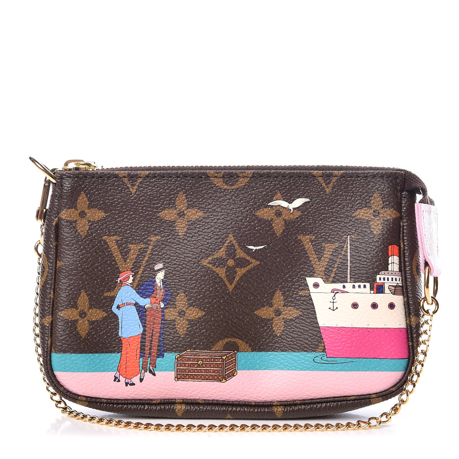 Louis Vuitton Monogram 2016 Christmas Animation Mini Pochette Accessories Rose Ballerine 1 of 8