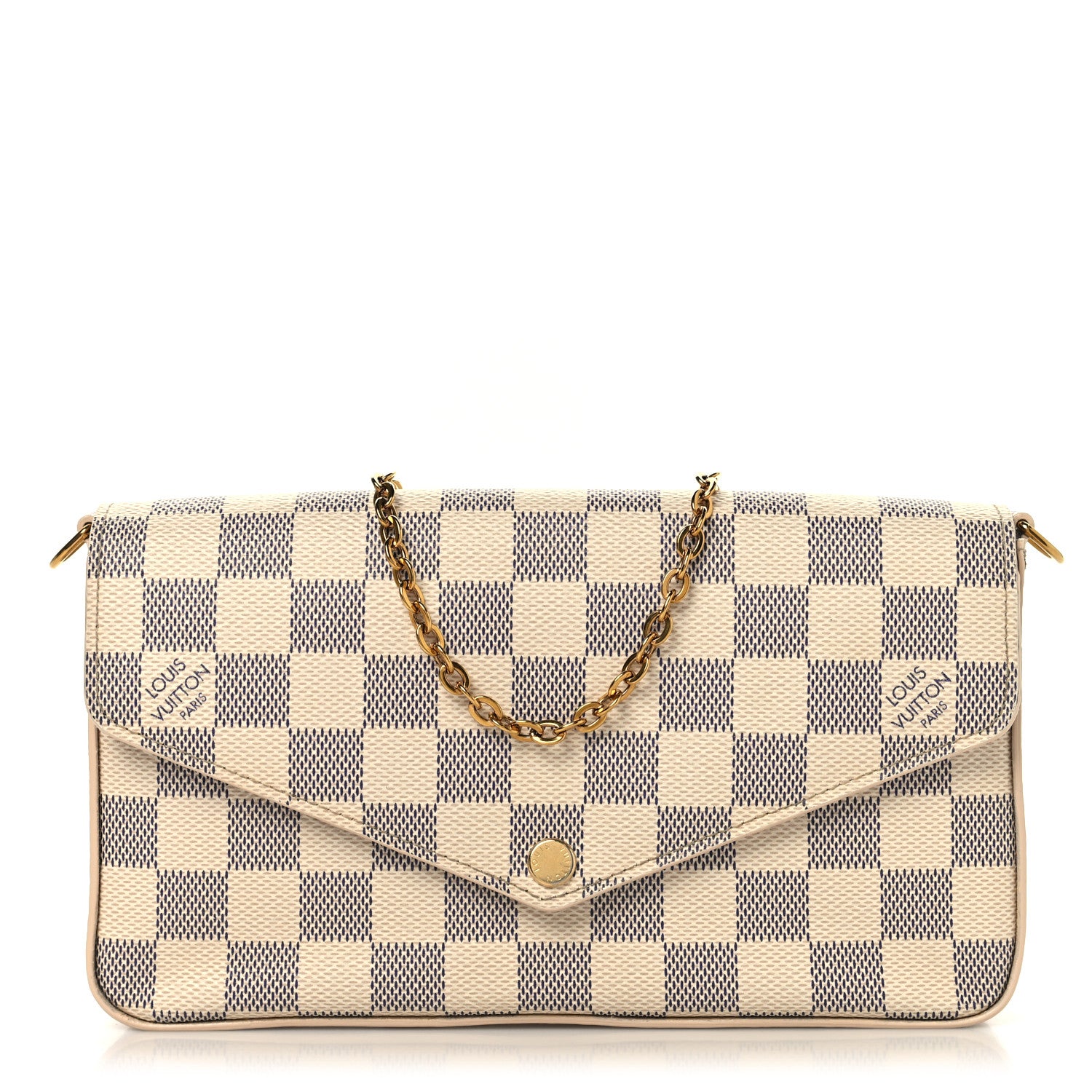 Louis Vuitton Damier Azur Pochette Felicie Chain Wallet Rose Ballerine 1 of 11