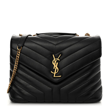 Saint Laurent Calfskin Y Quilted Monogram Medium Loulou Chain Satchel Black 1 of 11