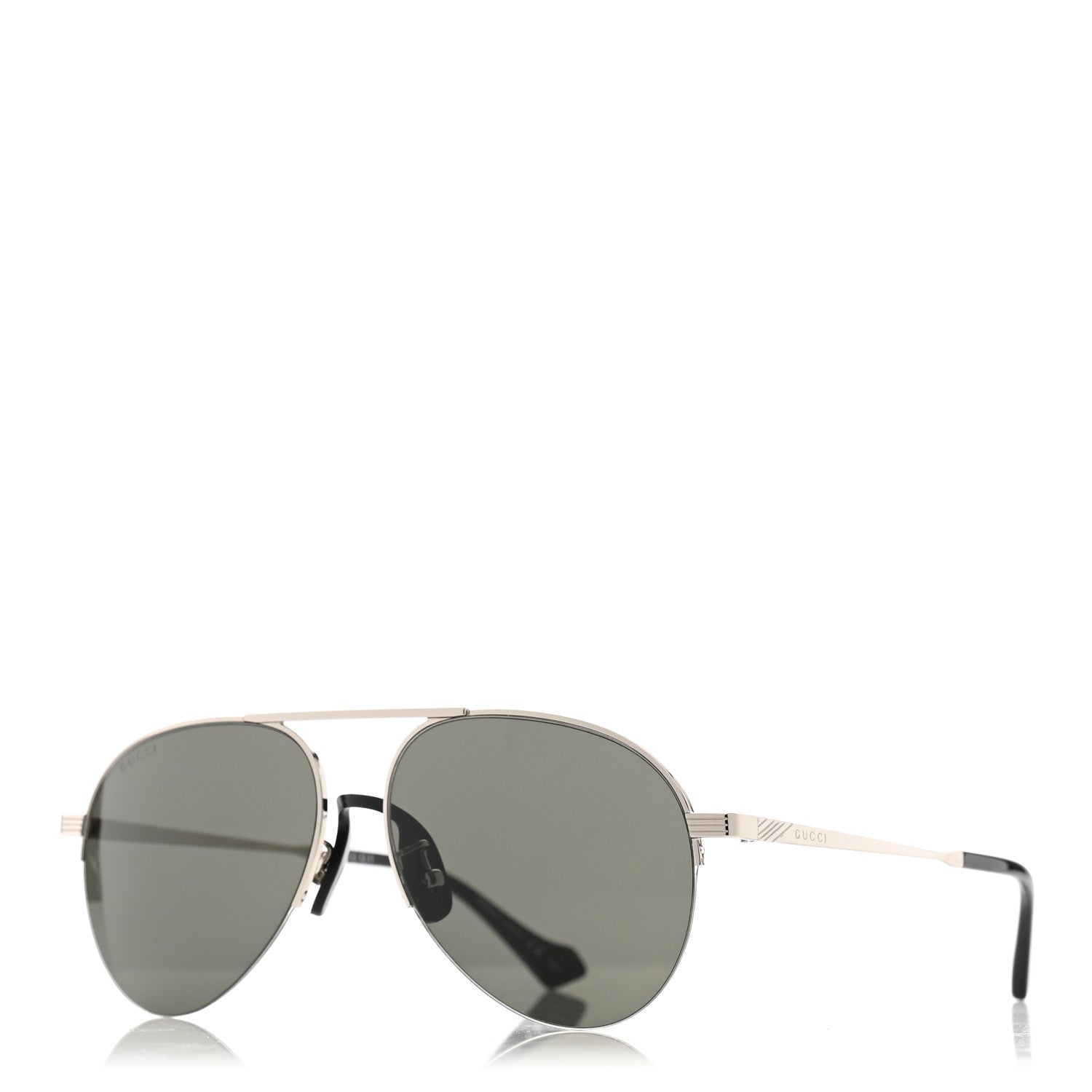 Gucci Aviator Sunglasses GG0742S Silver Black 1 of 8