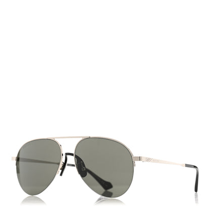 Gucci Aviator Sunglasses GG0742S Silver Black 1 of 8