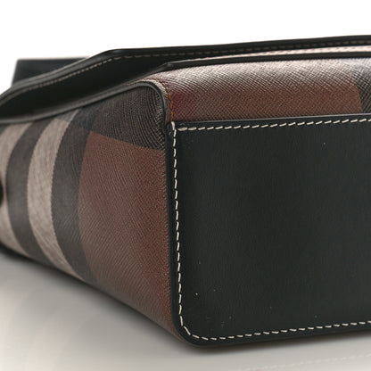 Burberry Calfskin Giant Check E-Canvas Note Crossbody Bag Dark Birch Brown 8 of 9