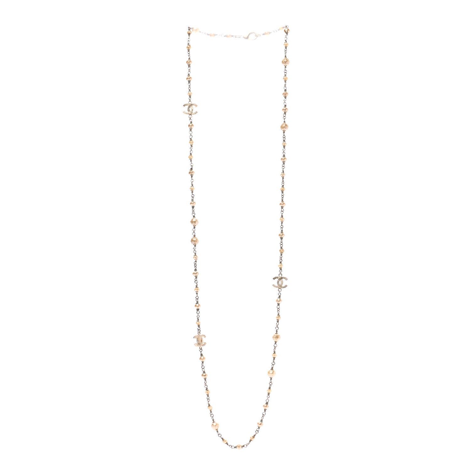Chanel Pearl CC Long Necklace Gold 4 of 6