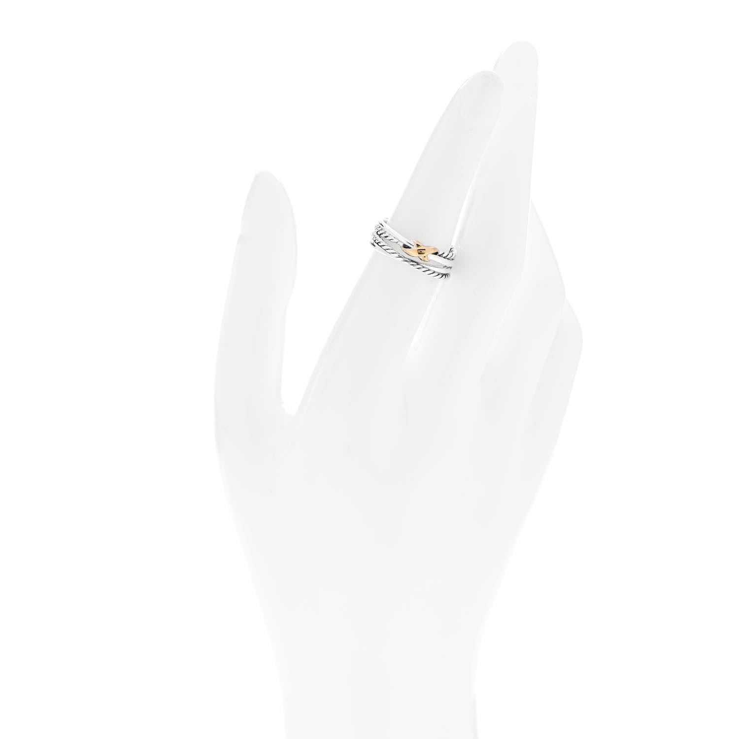 David Yurman Sterling Silver 18K Yellow Gold 6mm X Crossover Ring 52 6 2 of 4