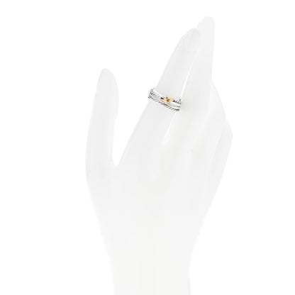 David Yurman Sterling Silver 18K Yellow Gold 6mm X Crossover Ring 52 6 2 of 4