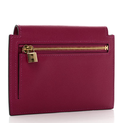 Hermes Madame Calfskin Kelly Pocket Compact Wallet Rose Pourpre 3 of 7