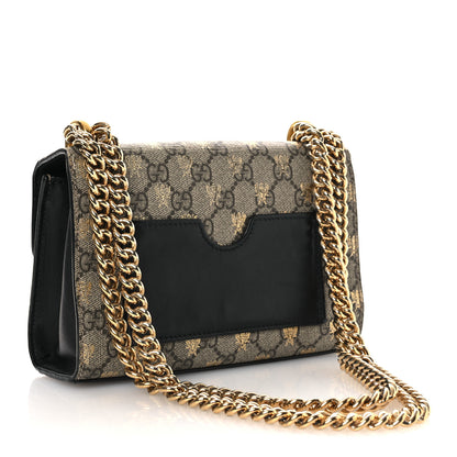 Gucci GG Supreme Monogram Bees Small Padlock Shoulder Bag Black 3 of 13