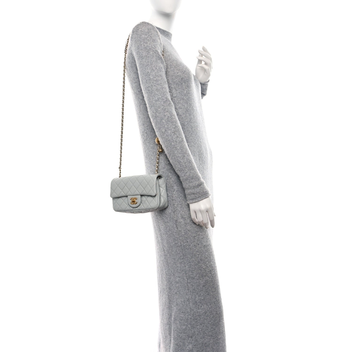 Chanel Lambskin Quilted Mini Rectangular Pearl Crush Flap Grey 2 of 9