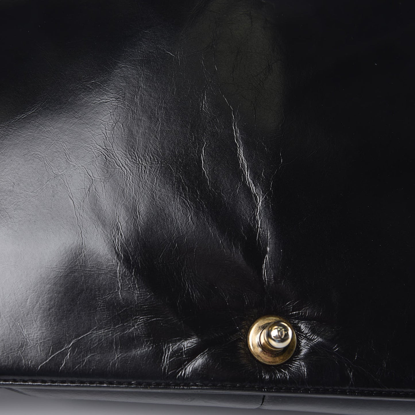 Glazed Calfskin Quilted Large Boy Flap Black