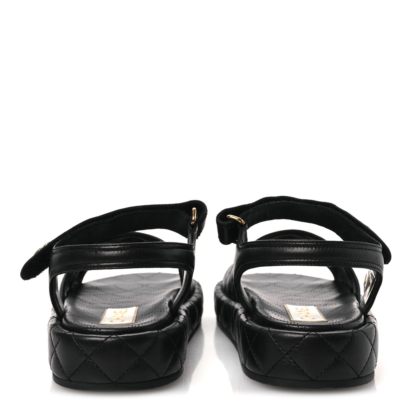 Lambskin Quilted Dad Sandals 39 Black