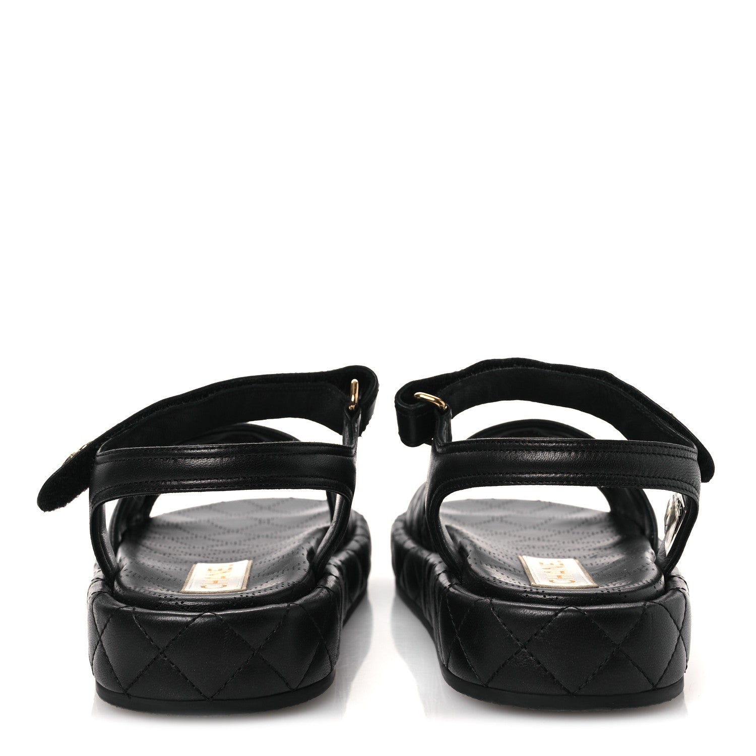 Chanel Lambskin Quilted Dad Sandals 39 Black 6 of 13