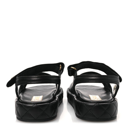 Chanel Lambskin Quilted Dad Sandals 39 Black 6 of 13