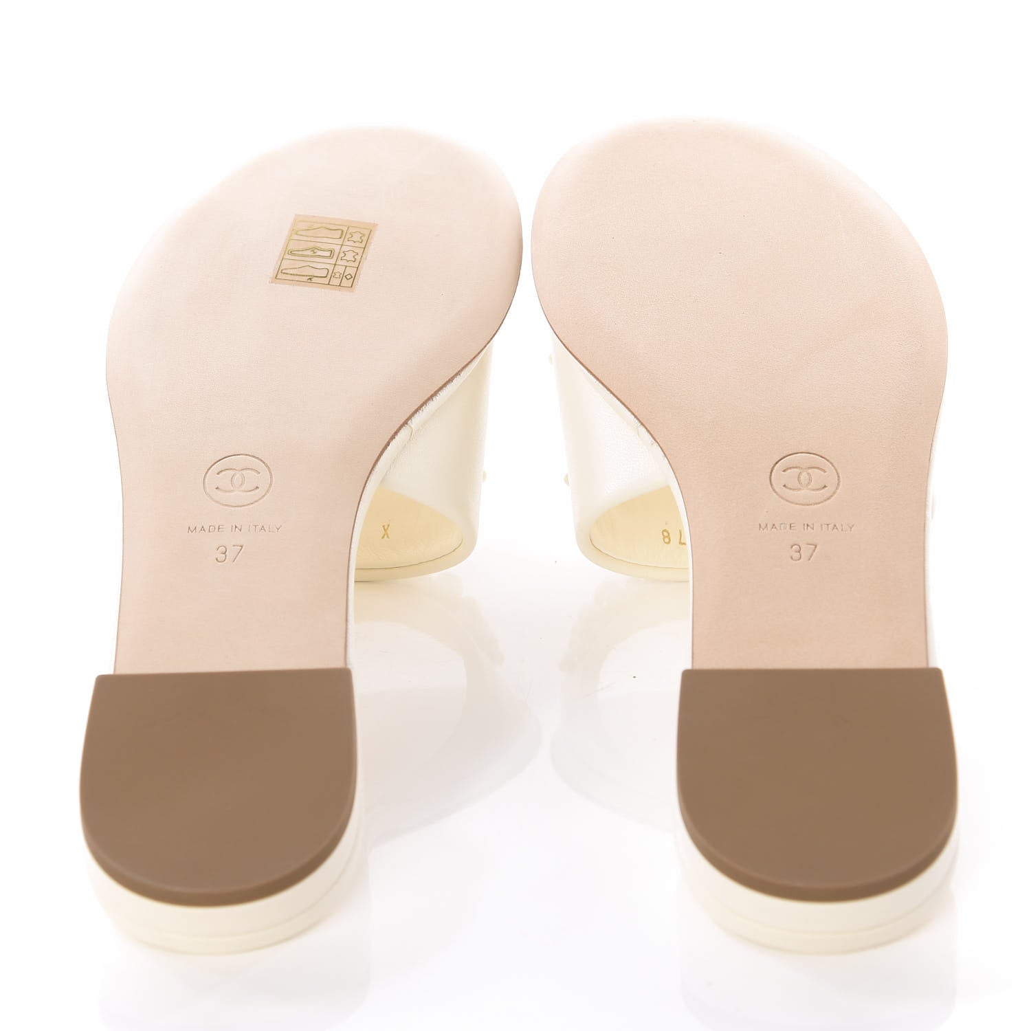 Chanel Calfskin Pearl CC Mules 37 Ivory 6 of 11