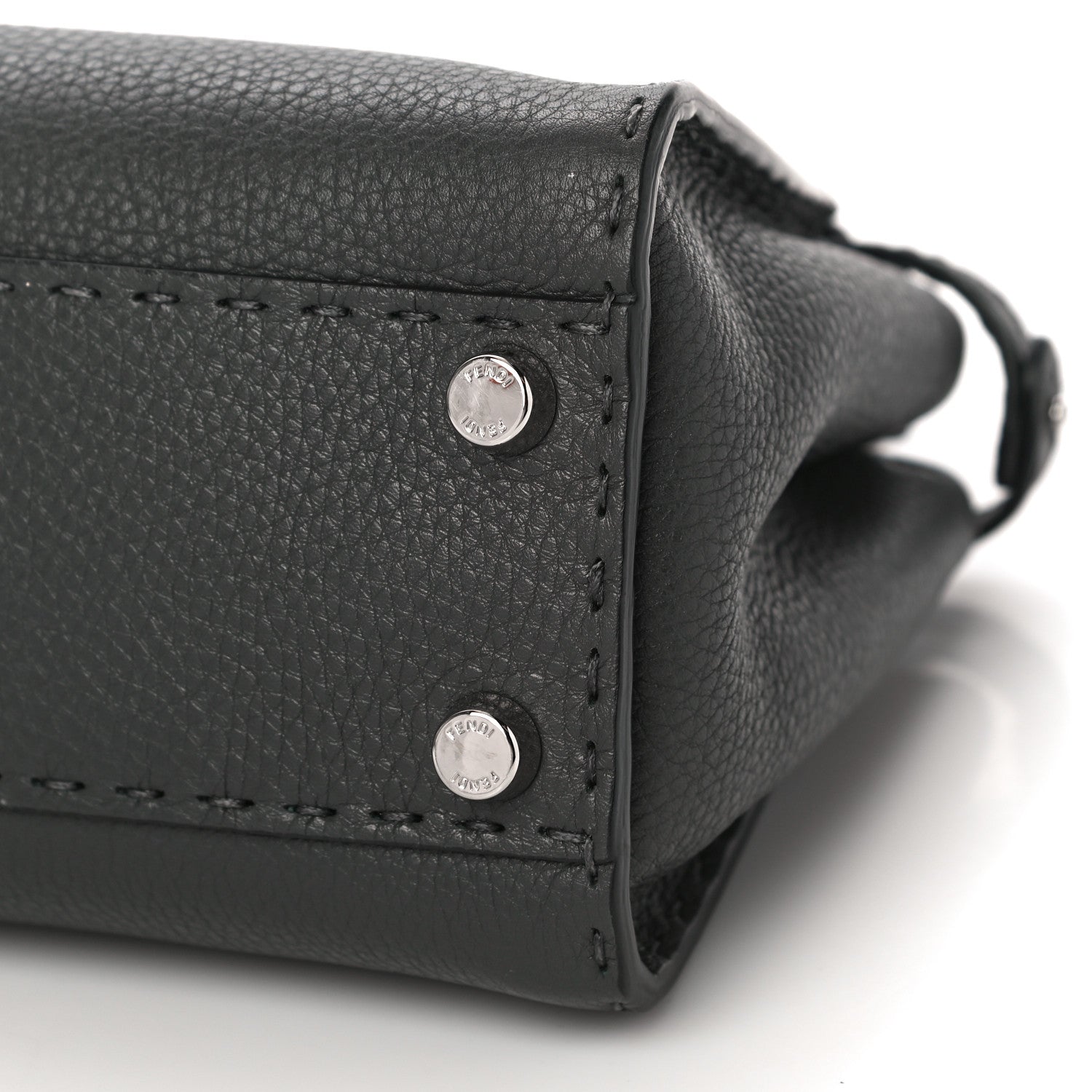 Fendi Cuoio Romano Selleria Bi-Color Mini Peekaboo Iconic Satchel Asfalto Latte 10 of 10