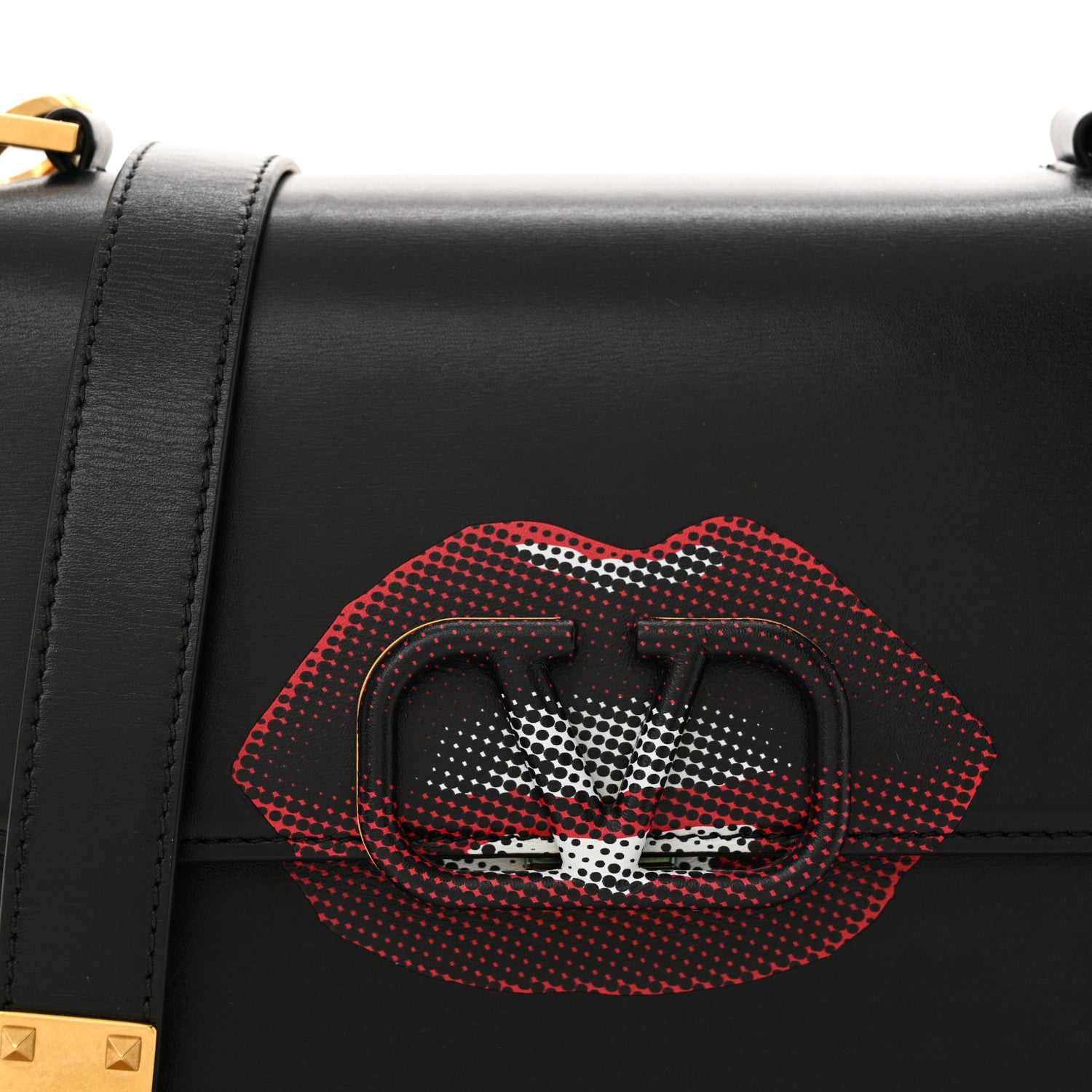 Valentino Garavani X UNDERCOVER Smooth Calfskin Lips Print Large VSling Shoulder Bag Black 7 of 9