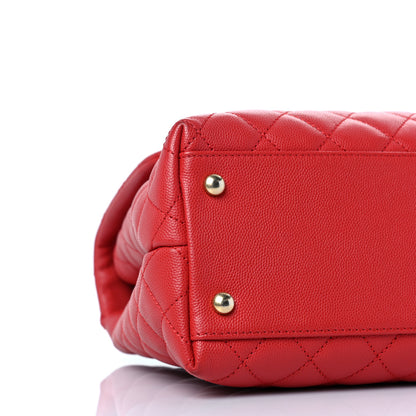 Chanel Caviar Quilted Medium Coco Handle Flap Red 8 of 9