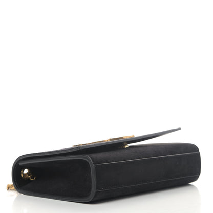 Saint Laurent Suede Small Classic Monogram Palm Tree Kate Satchel Black 3 of 5