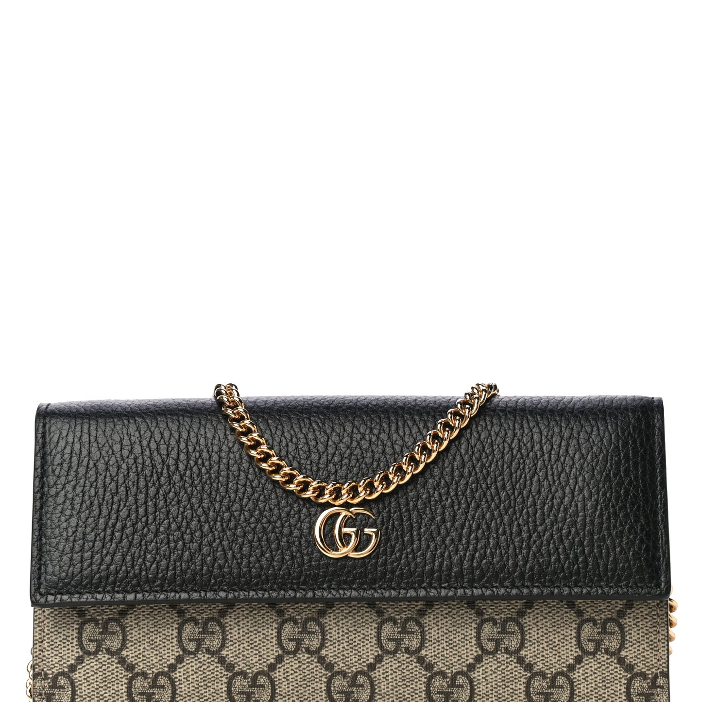Dollar Calfskin GG Supreme Monogram Petite GG Marmont Wallet Chain Bag Black Beige Ebony