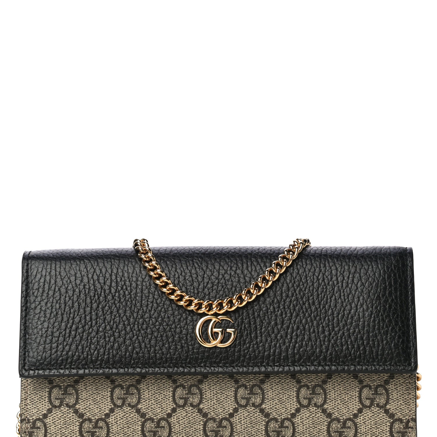 Gucci Dollar Calfskin GG Supreme Monogram Petite GG Marmont Wallet Chain Bag Black Beige Ebony 6 of 9
