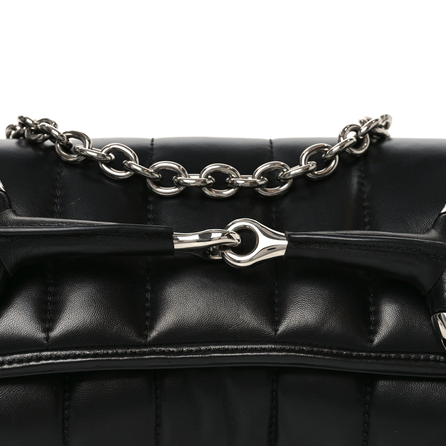 Gucci Nappa Vertical Matelasse Medium Maxi Horsebit Chain Shoulder Bag Black 15 of 19