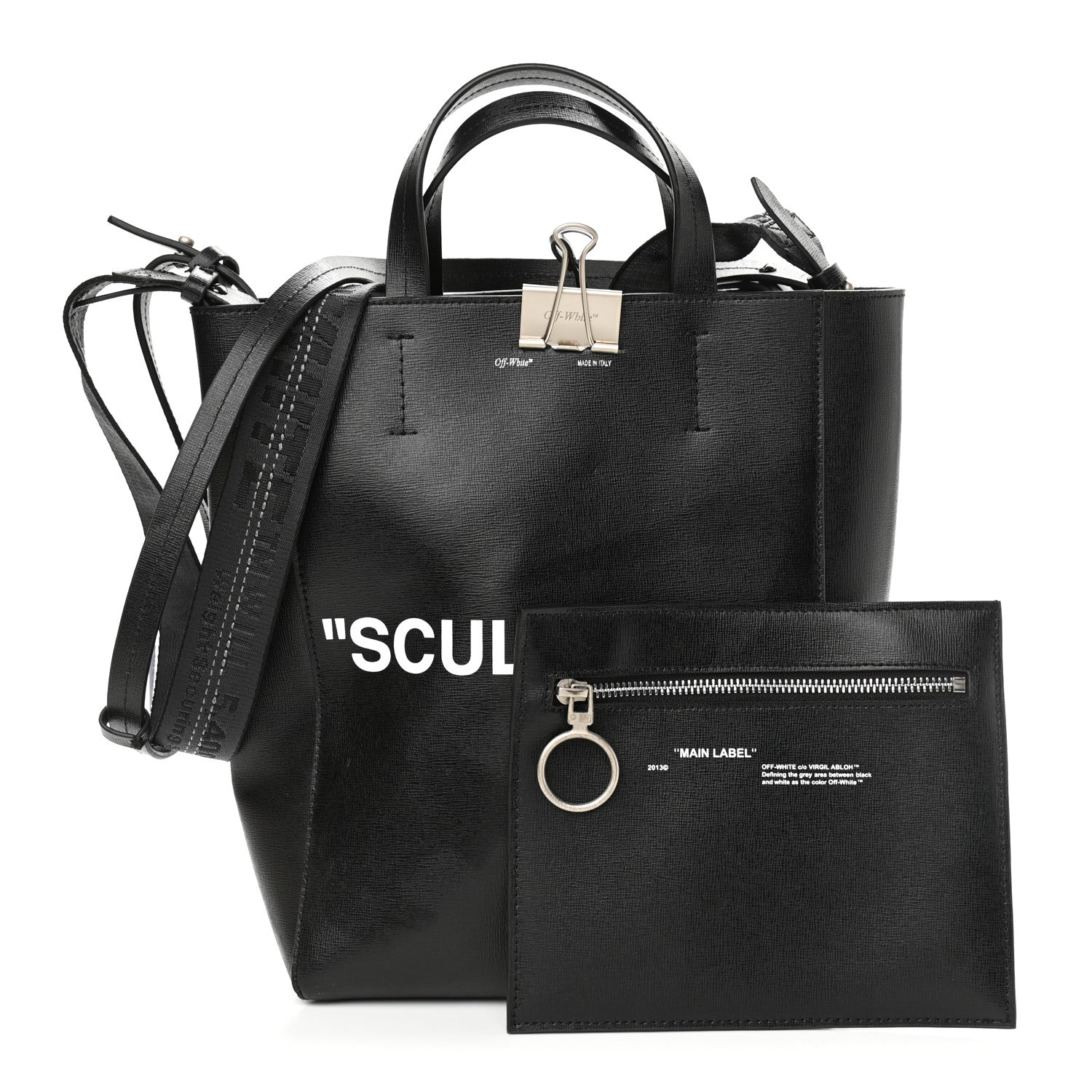 Off-White Calfskin Sculpture Tote Bag Black 1 of 10