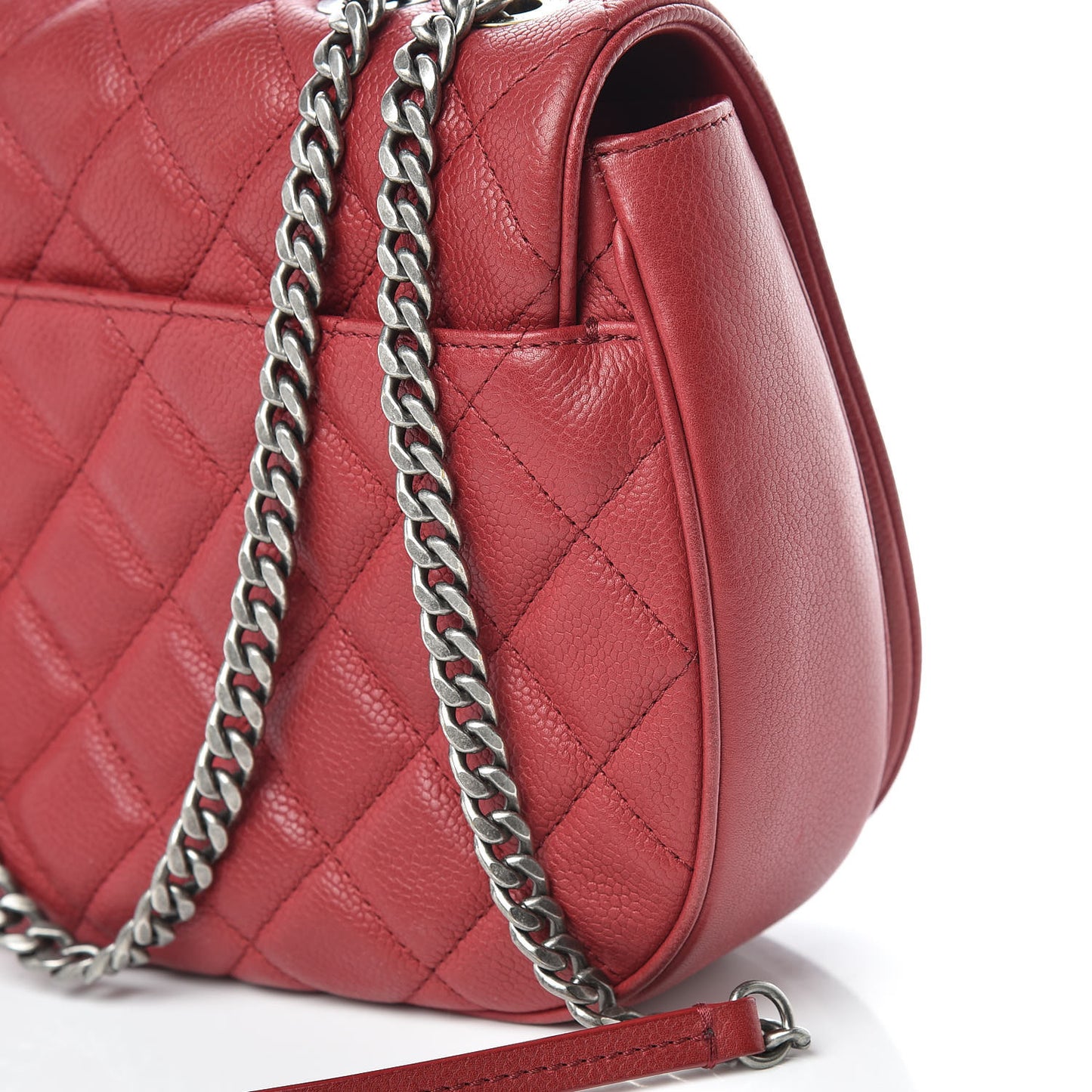 Caviar Quilted Casual Pocket Messenger Flap Red