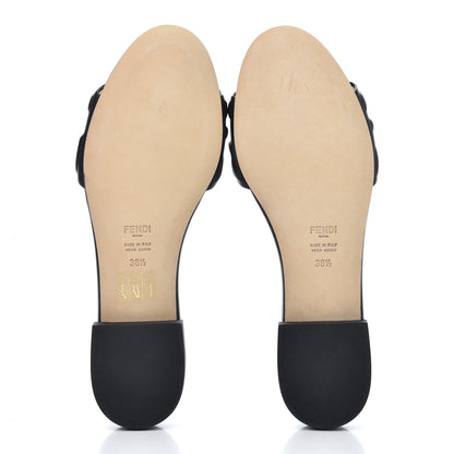 Fendi Nappa FF Embossed Flat Slide Sandals 38.5 Black 5 of 9