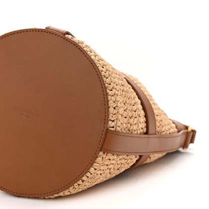 Saint Laurent Raffia Calfskin Seau Bucket Naturel Brick 10 of 10
