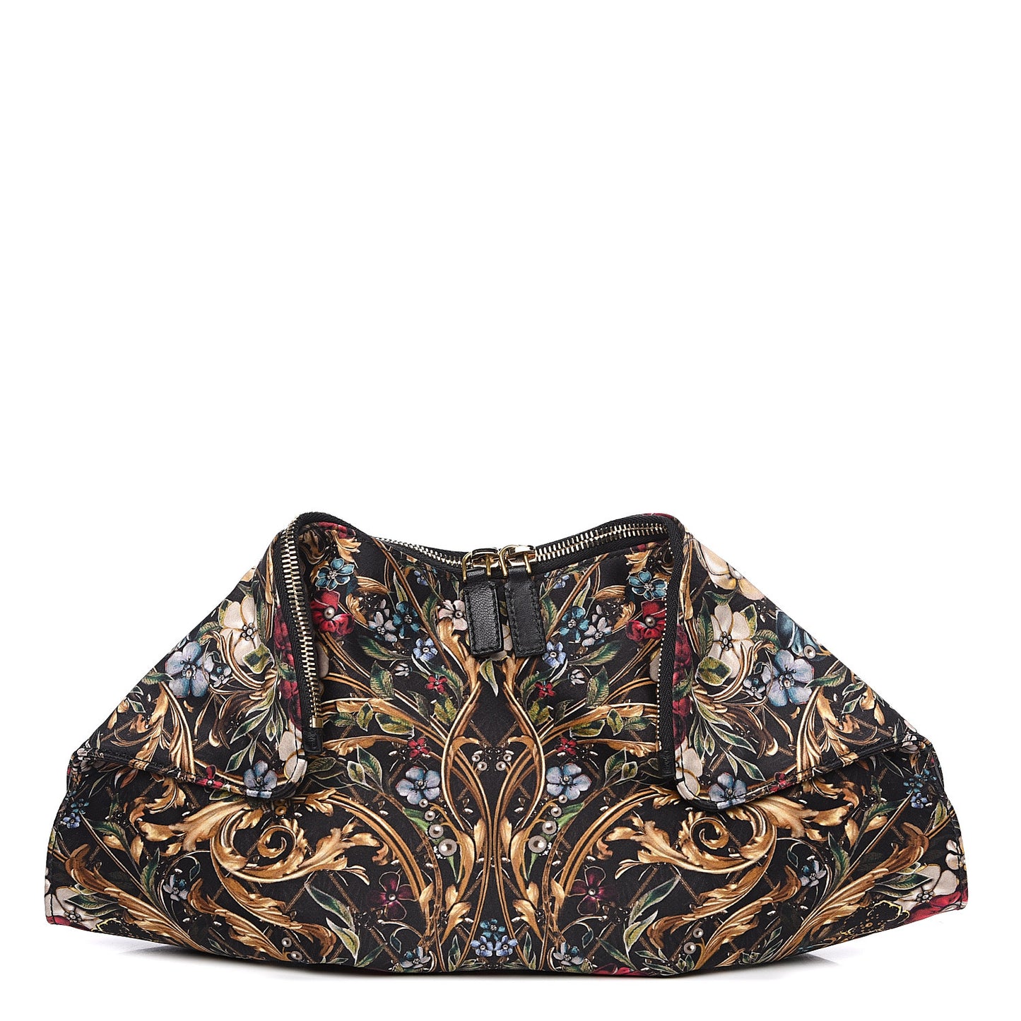 Silk Floral Print De Manta Clutch Black Multicolor
