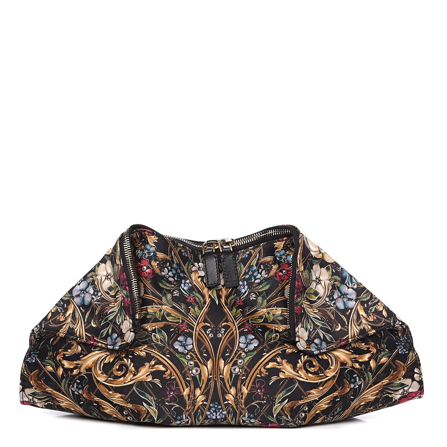 Alexander McQueen Silk Floral Print De Manta Clutch Black Multicolor 1 of 7