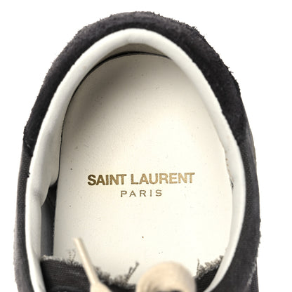 Saint Laurent Destroyed Canvas Embroidered Womens Court Classic Sneakers 38.5 Black 7 of 8