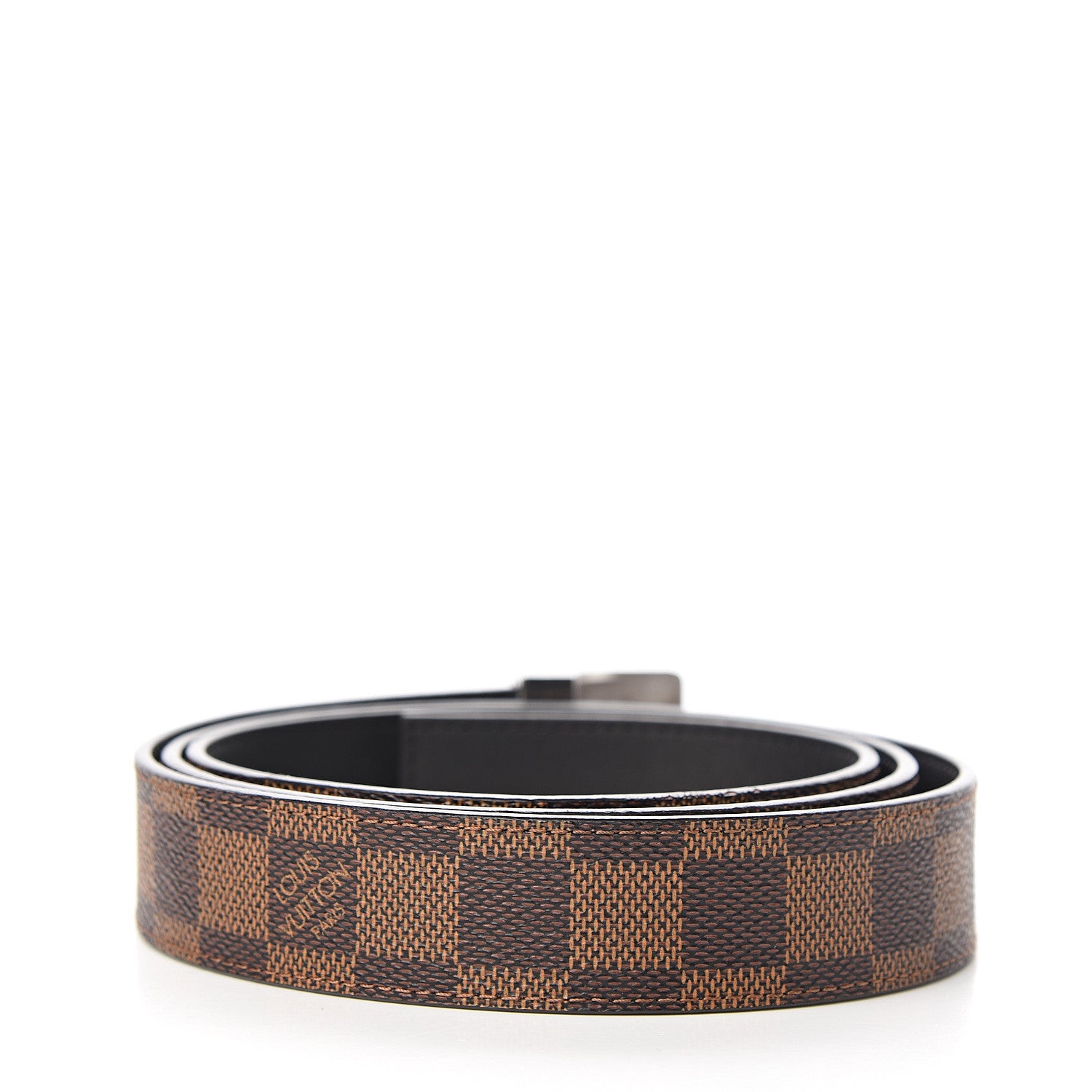 Louis Vuitton Damier Ebene LV Paris Buckle Belt 110 44 Silver 2 of 6