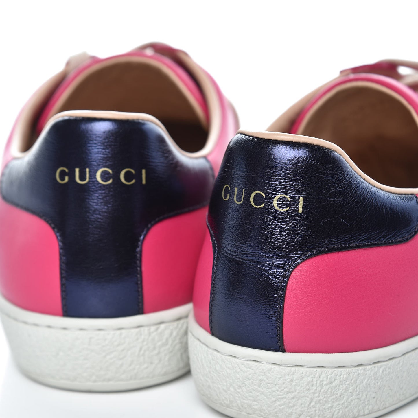 Calfskin Stripe Womens New Ace Sneakers 40.5 Box Pink Ecru Notte