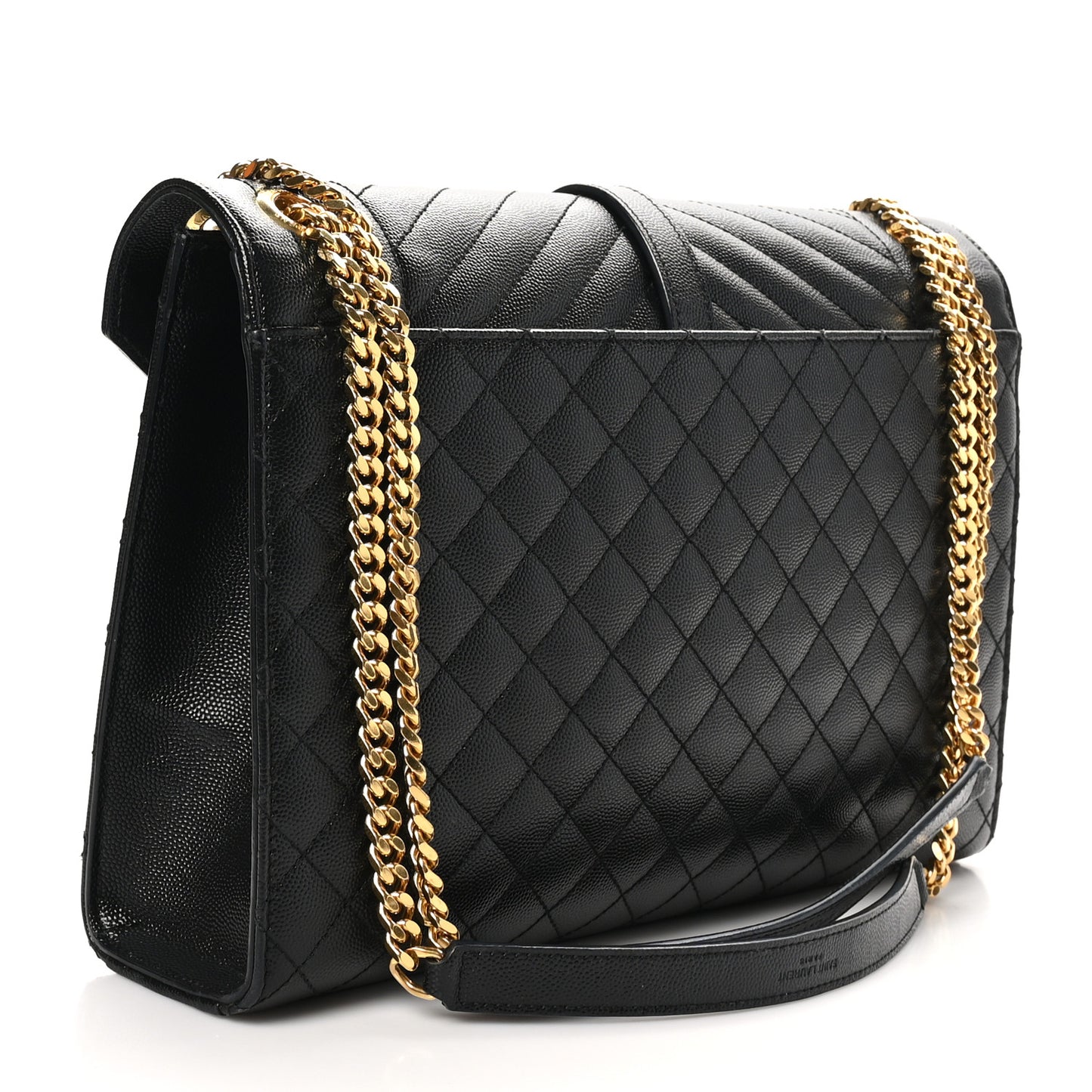 Grain De Poudre Textured Mixed Matelasse Large Triquilt Monogram Satchel Black