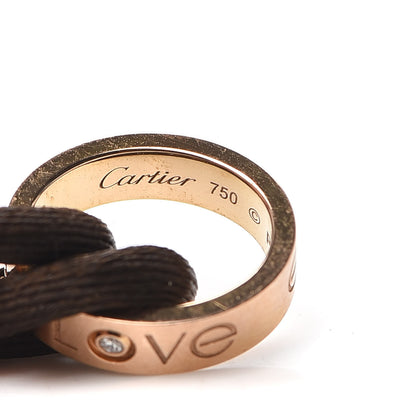 Cartier 18K Pink Gold Diamond Charity LOVE Adjustable Cord Bracelet Brown 4 of 5