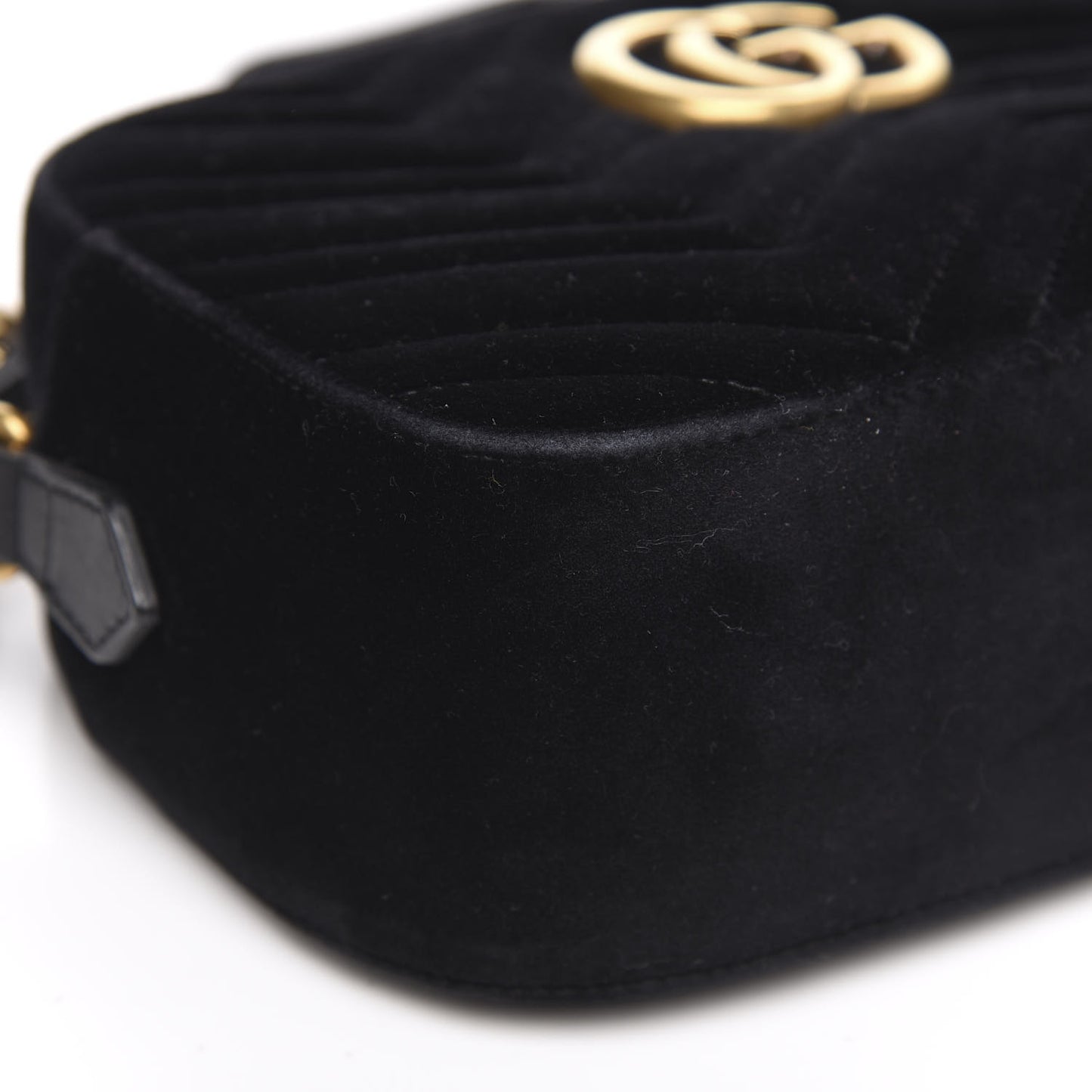 Velvet Matelasse Small GG Marmont Chain Shoulder Bag Black
