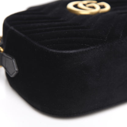 Gucci Velvet Matelasse Small GG Marmont Chain Shoulder Bag Black 11 of 14