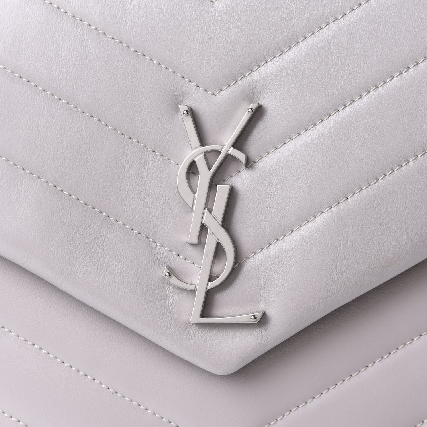 Saint Laurent Calfskin Y Quilted Monogram Medium Loulou Chain Satchel Granite 9 of 11