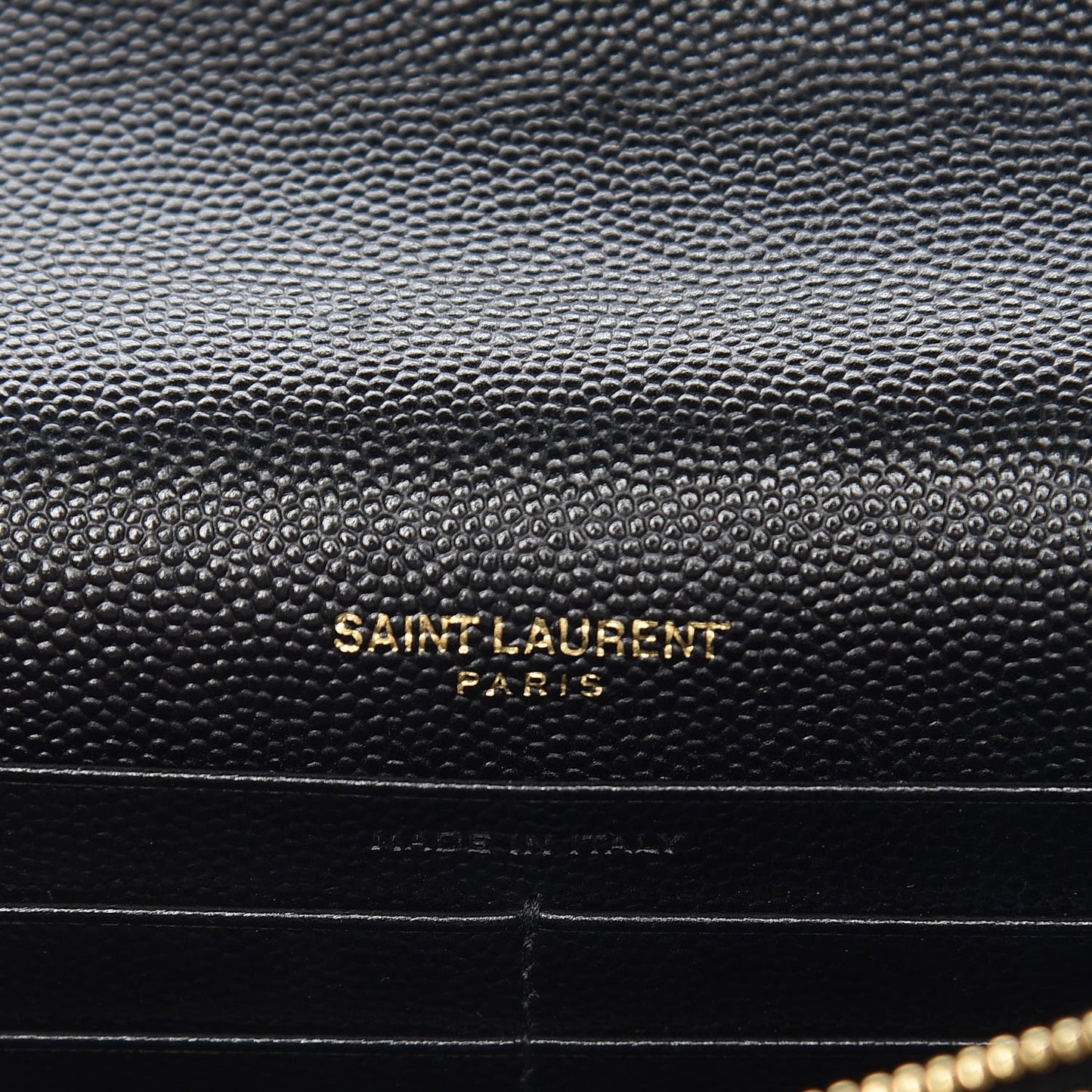Grain De Poudre Matelasse Chevron Monogram Envelope Chain Wallet Black