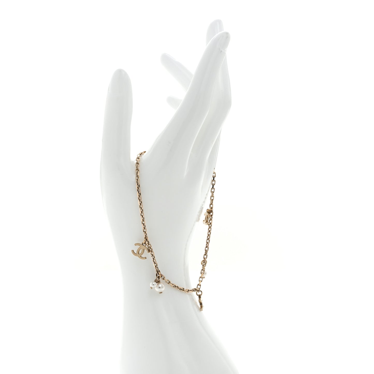 Pearl CC Chain Anklet Gold