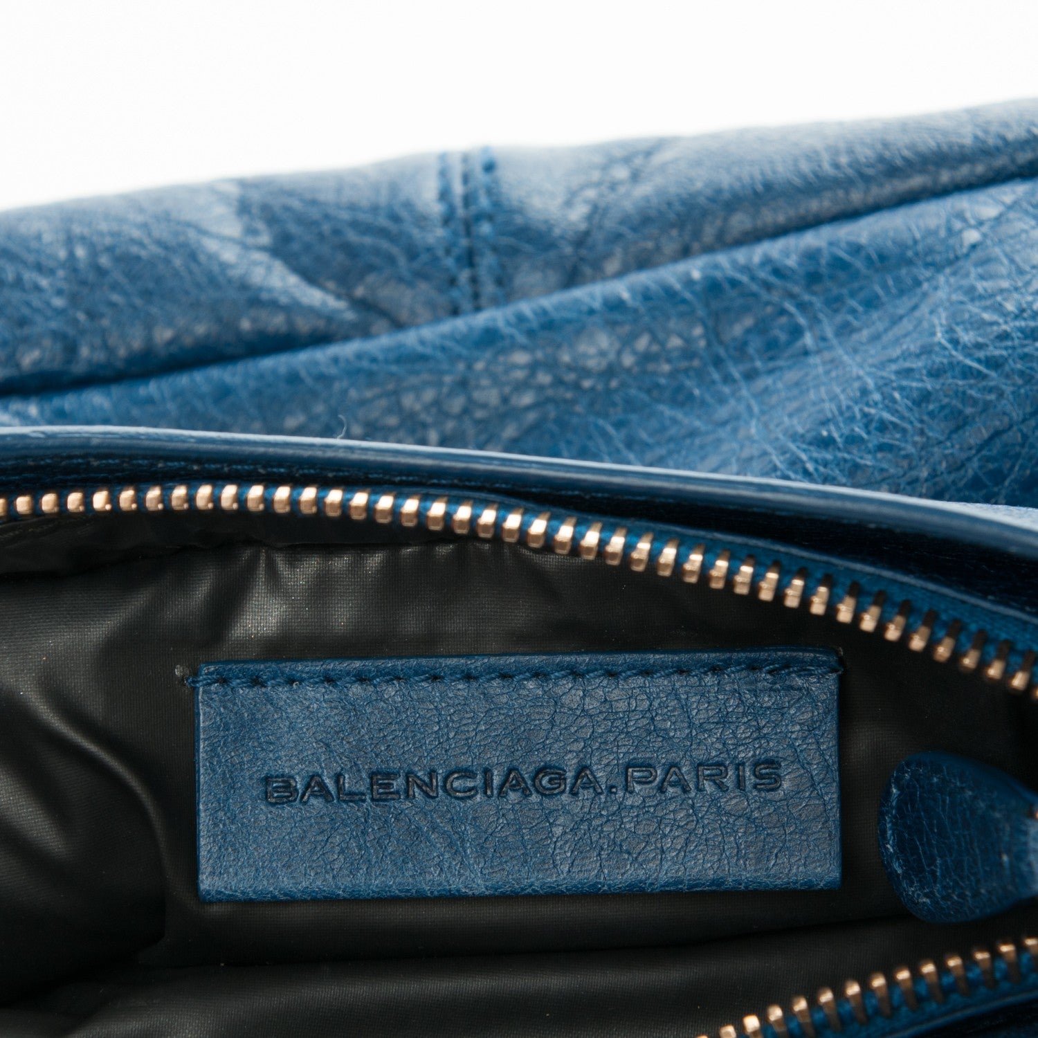Balenciaga Agneau Giant 12 Rose Gold Hardware Cosmetic Pouch Bleu Cobalt 6 of 8