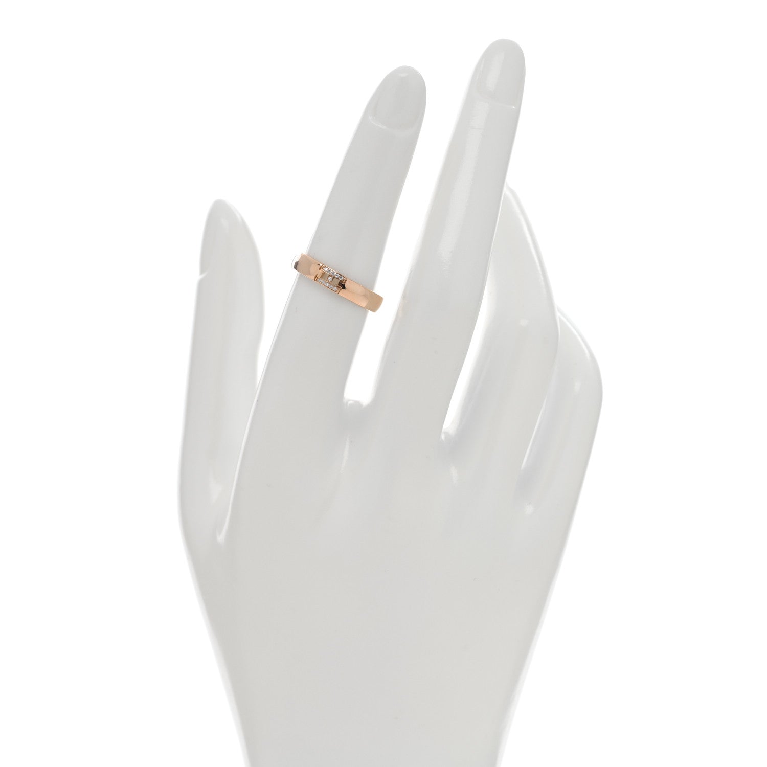 Hermes 18K Rose Gold Diamond Ever Herakles Wedding Band Ring 52 6 2 of 5