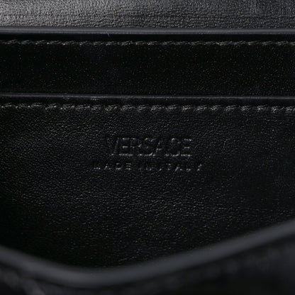 Versace Calfskin Crocodile Embossed Greca Goddess Mini Shoulder Bag Black 6 of 9