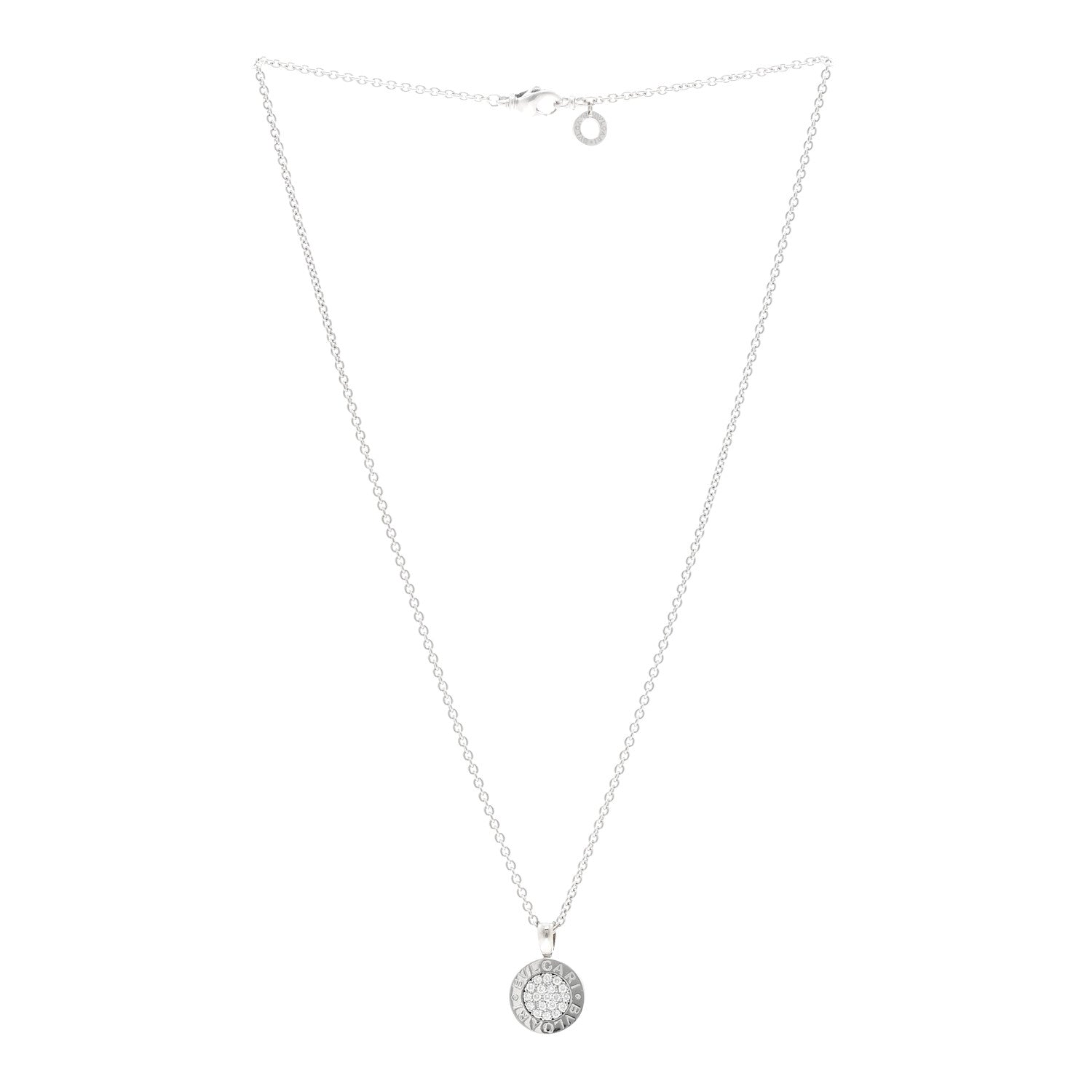 Bulgari 18K White Gold Diamond BVLGARI BVLGARI Pave Pendant Necklace 3 of 6